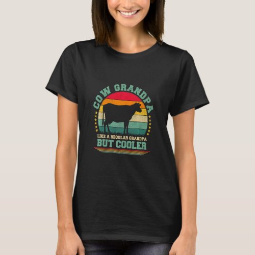 Mens Cow   Vintage Cow Grandpa Fathers Day  T_Shirt