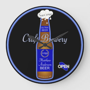 Men's Craft Brewery Beer Bottle Clock Sign