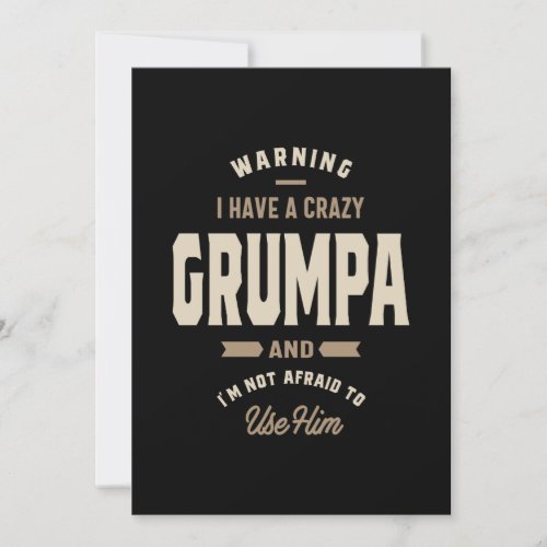 Mens Crazy Grumpa Grandpa Gift Invitation