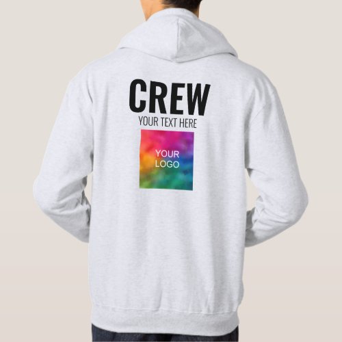 Mens Crew Hoodies Front  Back Add Logo Text Here