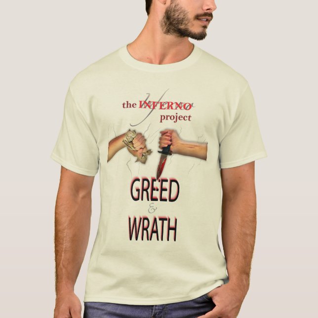 Men's Crew neck tee shirt with Greed & Wrath logo (Front)