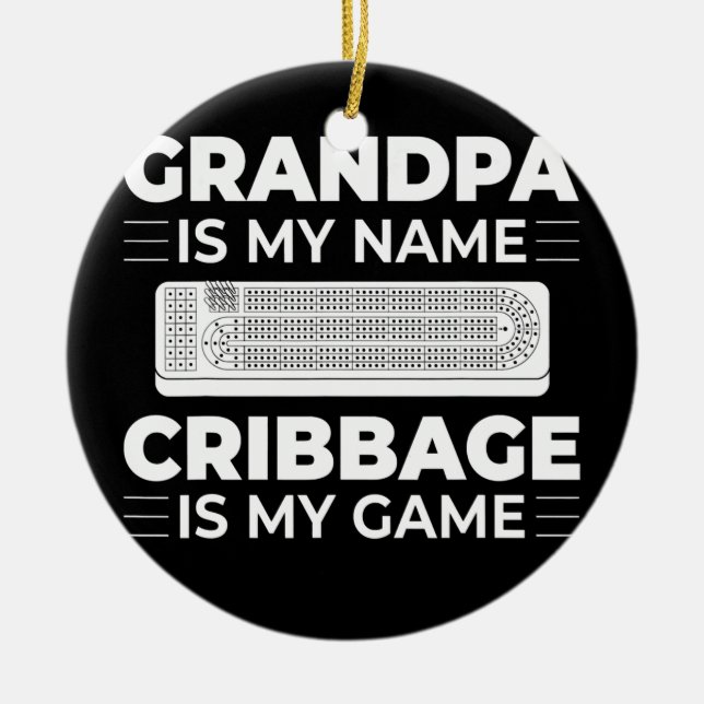 Mens Cribbage Board Player Card Game Rules Crib Ceramic Ornament (Front)