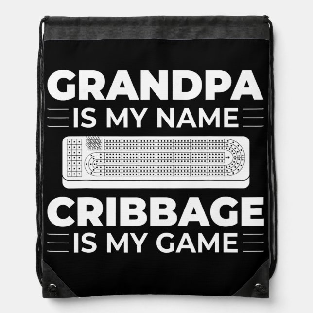 Mens Cribbage Board Player Card Game Rules Crib Drawstring Bag (Front)