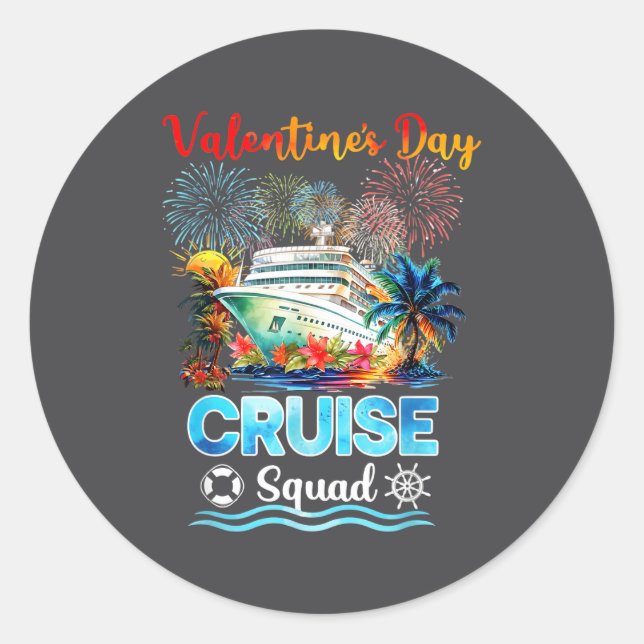 Mens Cruise Squad Valentine's Day Vacation Travel  Classic Round Sticker (Front)