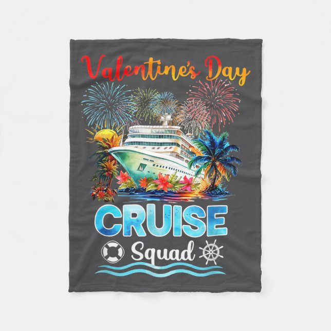 Mens Cruise Squad Valentine's Day Vacation Travel  Fleece Blanket (Front)