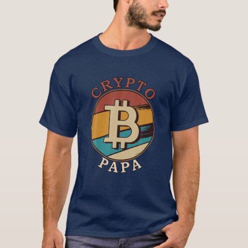 Mens Crypto Papa Dad Funny Bitcoin Coin Miner HOD T_Shirt