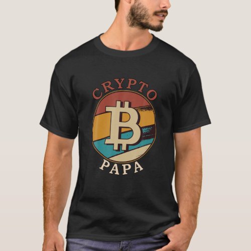 Mens Crypto Papa Dad Funny Bitcoin Coin Miner HOD T_Shirt