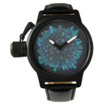 *~* Men's Crystal Sphere Metallic Blue Teal Watch