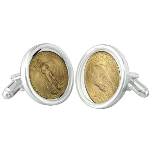 Men's Cuff-links; St Gauden's Gold Coin Design Cufflinks