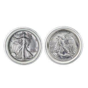 Men's Cuff-links Walking Liberty Half Dollar Cufflinks