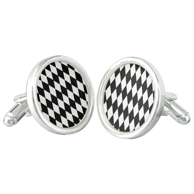 Men's Cufflinks-Harlequin Diamond Print Cufflinks (Angled)