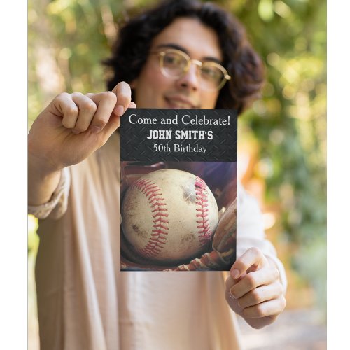 Mens Custom  Baseball Birthday Invitations