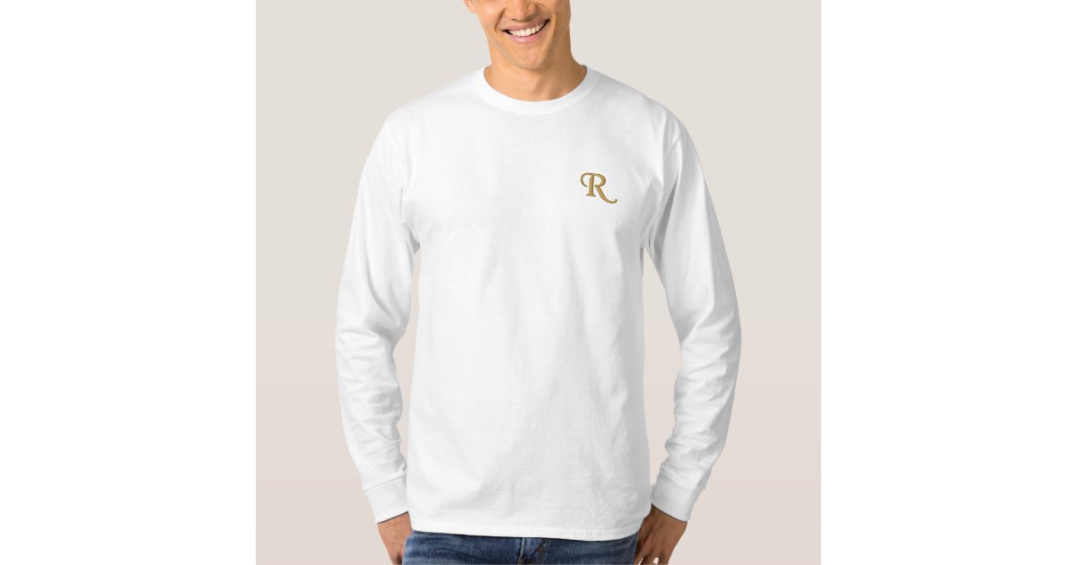 Mens Custom Embroidered Monogram Long Sleeve Embroidered Long
