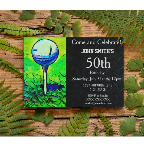 Mens Custom Golfing Birthday Sports Father Invitation