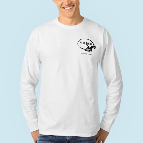 Mens Custom Logo Long Sleeve Business Shirt White