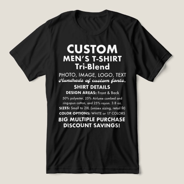 Men's Custom Personalized Black Tri-Blend T-Shirt Tri-Blend Shirt (Design Front)
