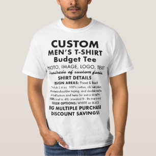 Men's Custom Personalized Budget White T-Shirt