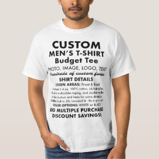 Men's Custom Personalized Budget White T-Shirt