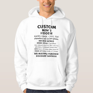Men's Custom Personalized Classic White Hoodie