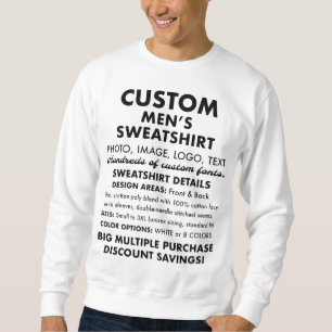 Men's Custom Personalized Classic White Sweatshirt