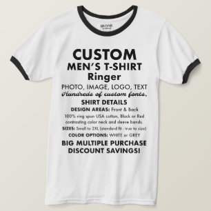 Men's Custom Personalized White Ringer T-Shirt