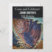 Men's Custom Vintage Baseball Birthday Invitations (Front)
