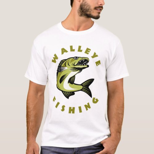 Mens Custom Walleye Fishing T_Shirt