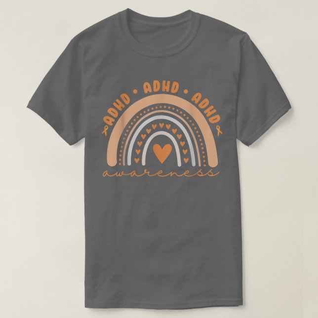 Mens Cute ADHD Awareness Rainbow Orange Ribbon Men T-Shirt (Design Front)