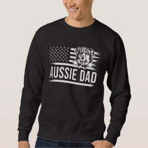 Mens Cute AUSSIE dog DAD dog owner US america flag Sweatshirt