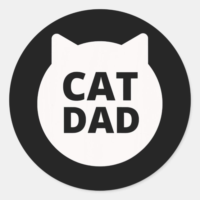 Mens Cute Cat Dad Fathers Day Kitty Daddy Kitten Classic Round Sticker (Front)