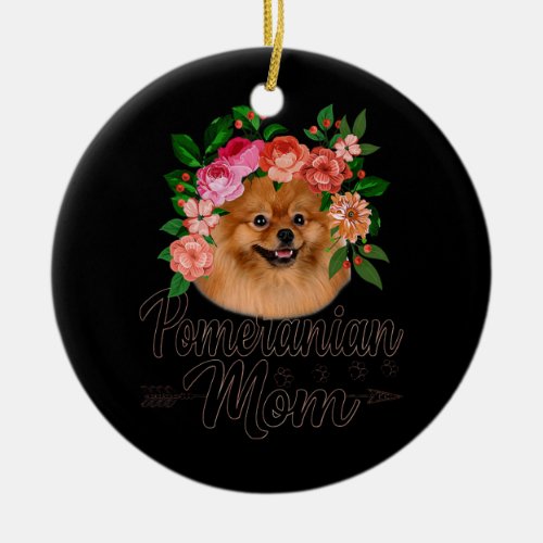Mens Cute Flowers Pomeranian Graphic Dog Lover Ceramic Ornament