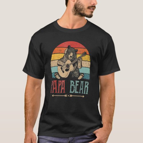 Mens Cute Papa Bear Vintage Fathers Day Retro Dad T_Shirt