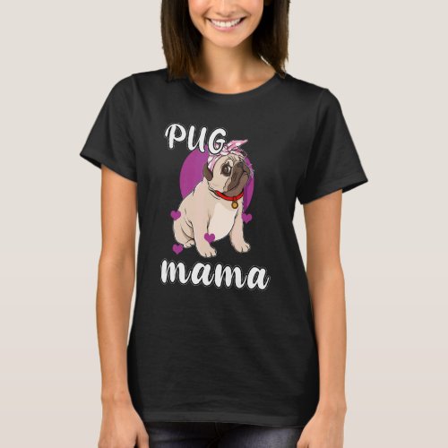 Mens Cute Pug Mama Puppy Beagle Ribbon Pet Owner D T-Shirt