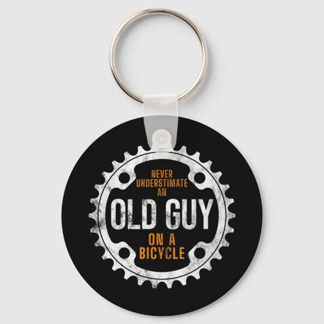 Mens Cycling - Never Underestimate An Old Guy On A Keychain (Front)