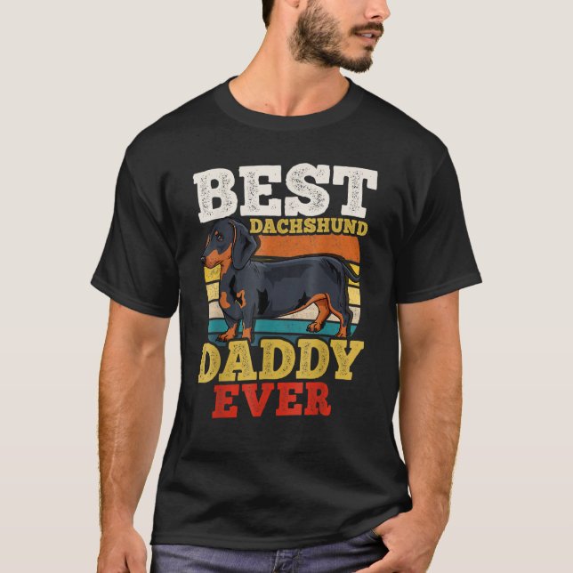 Mens Dachshund Dad Retro Fathers Day T-Shirt (Front)