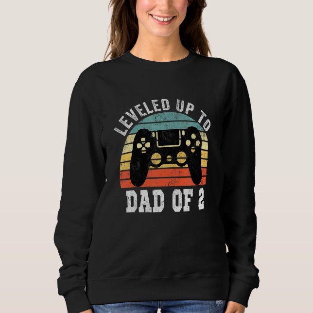 Mens Dad Again Leveled Up To Dad Of 2 Gamer Father Sweatshirt (Front)