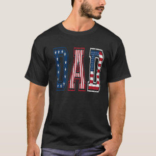 Mens Dad American Flag Fathers Day Cool Patriotic  T-Shirt