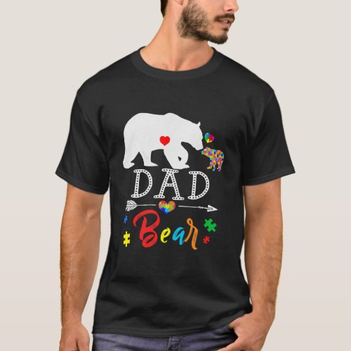 Mens Dad Bear Autism Awareness Autism Family  T_Shirt