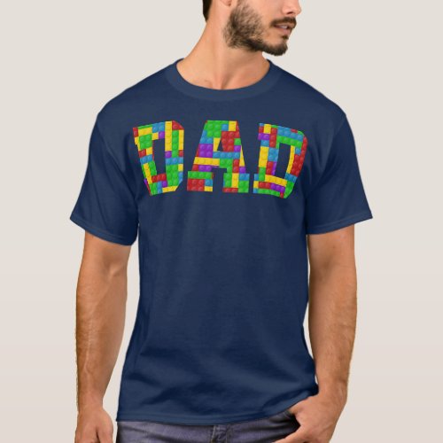 Mens Dad Brick Master Builder Building Blocks T_Shirt