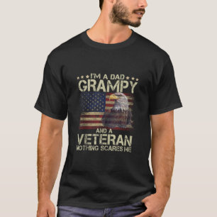 Mens Dad GRAMPY Veteran American Flag Proud eagle  T-Shirt