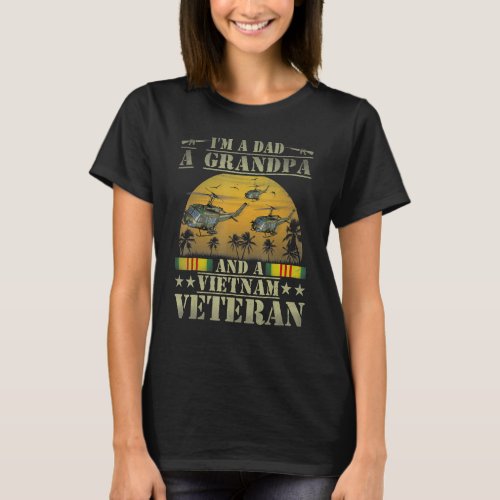Mens Dad Grandad Vietnam Veteran Helicopter Uh_1 H T_Shirt