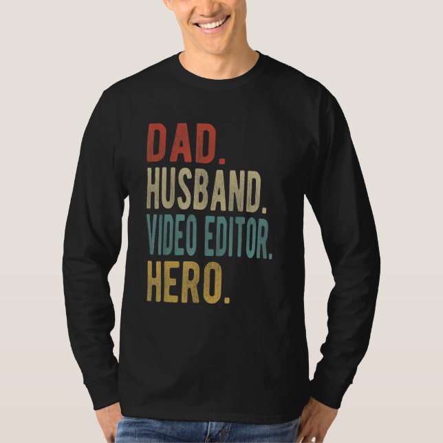 Mens Dad Husband Video Editor Hero T-Shirt (Front)