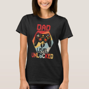 Mens Dad Level Unlocked Video Game Controller Fath T-Shirt