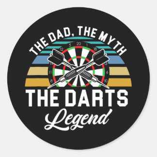 Mens Dad Myth Darts Legend Father Dart Player Classic Round Sticker