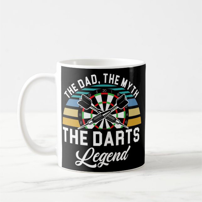 Mens Dad Myth Darts Legend Father Dart Player Coffee Mug (Left)