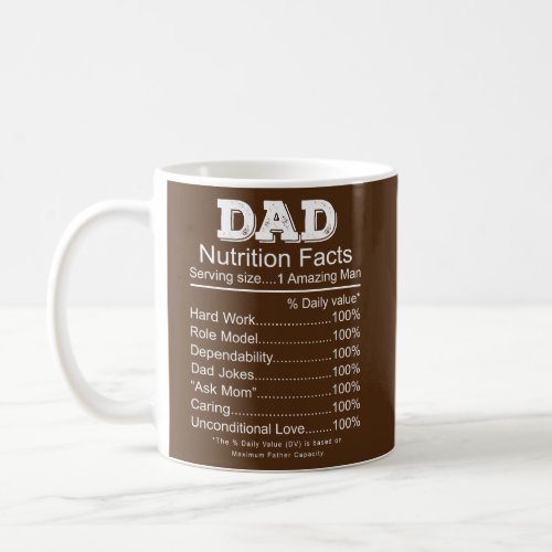 Mens Dad Nutrition Facts Fathers Day Gift For Men Coffee Mug