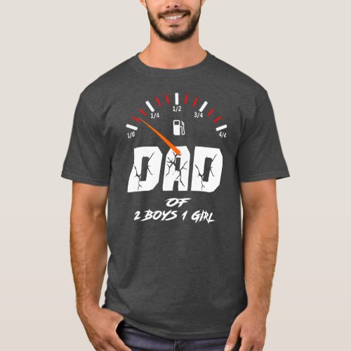 Mens DAD of 2 Boys 1 girl father or grandpa of 3 T_Shirt