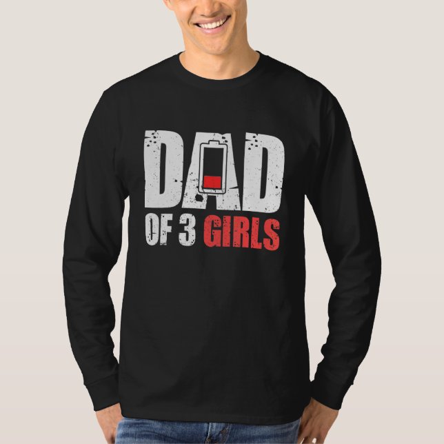 Mens Dad Of 3 Girls - Father With Three Daughters  T-Shirt (Front)