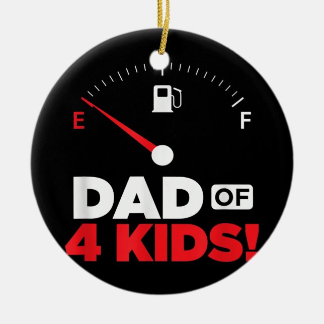 Mens Dad of 4 Kids from Sons Daughters Fathers Ceramic Ornament (Front)