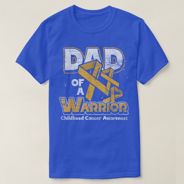 Mens Dad Of A Warrior Cancer Fighter Childhood Can T-Shirt (Design Front)